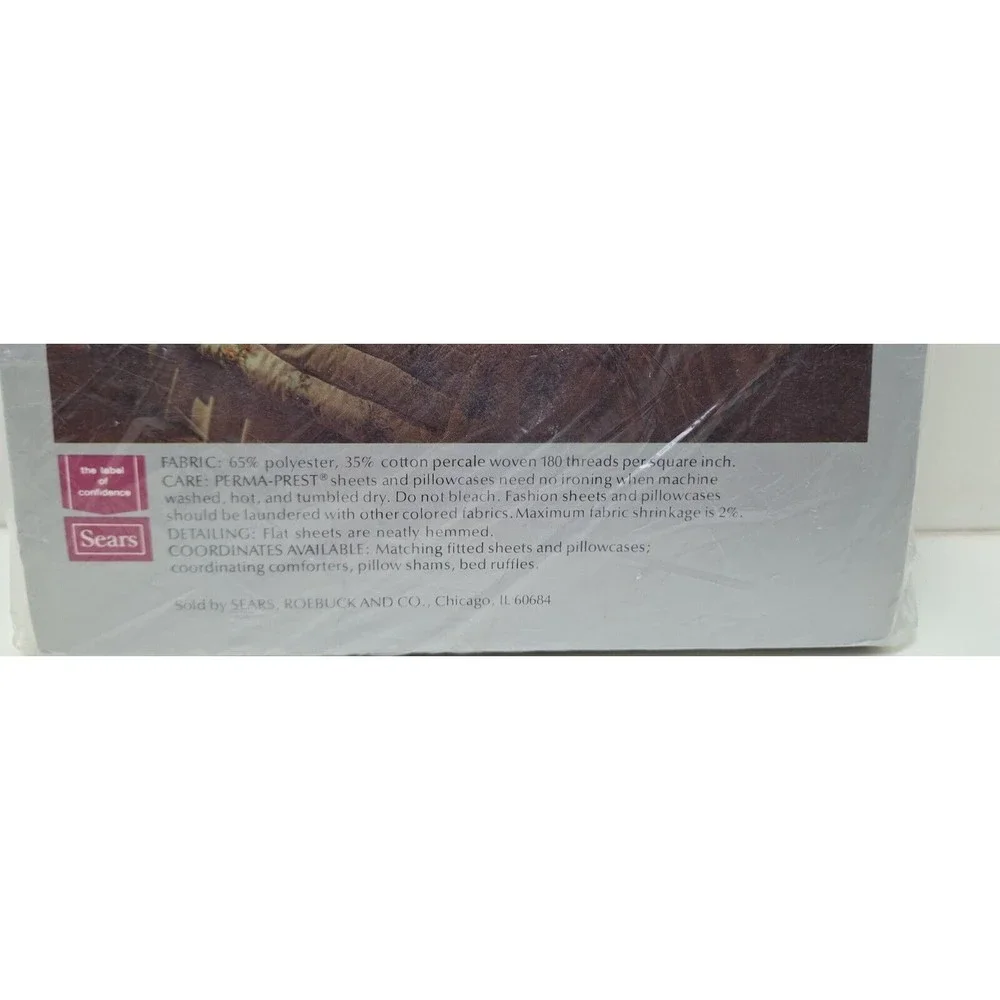 New Sears Sherwood Garden Full Size Flat Sheet Percale Perma Prest Vtg. 1970s
